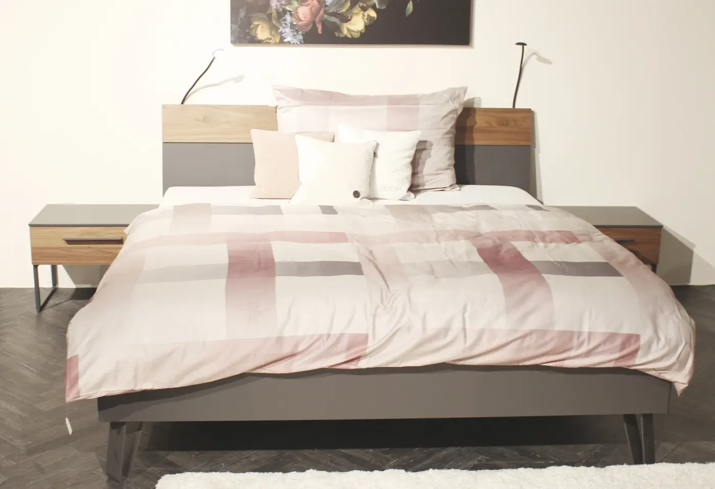 Doppelschlafzimmer Mauren Lack Schiefergrau matt ca. 252x180x200x222,9x59,2cm