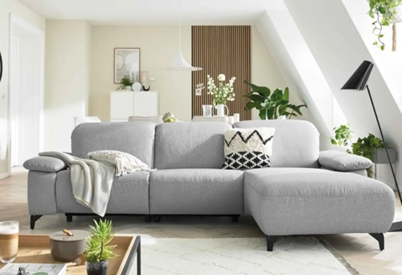 Ecksofa MR 370 grau von Musterring Stoff ca. 208x180x83x111cm