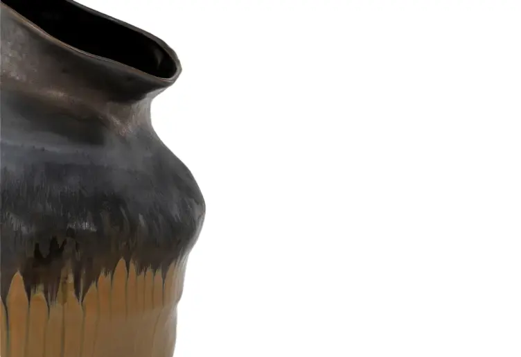 Vase Collapse Braun, Gelb, Schwarz von Kare Keramik ca. 38x58x36cm