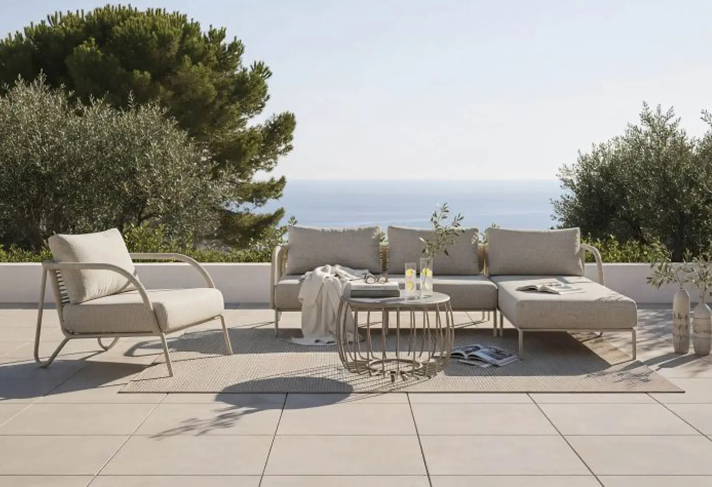 Beistelltisch Oxo Stone beige von Stern Dekton ca. 71x37cm