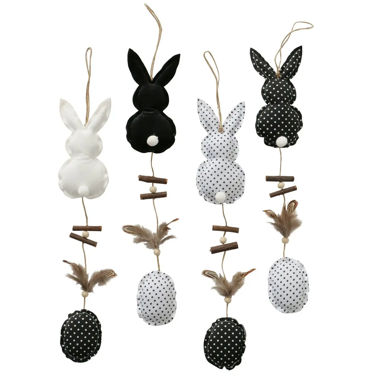 Hase-Ei-Hänger 46cm Johanne, sort. Schwarz, Weiss Stoff ca. 46cm