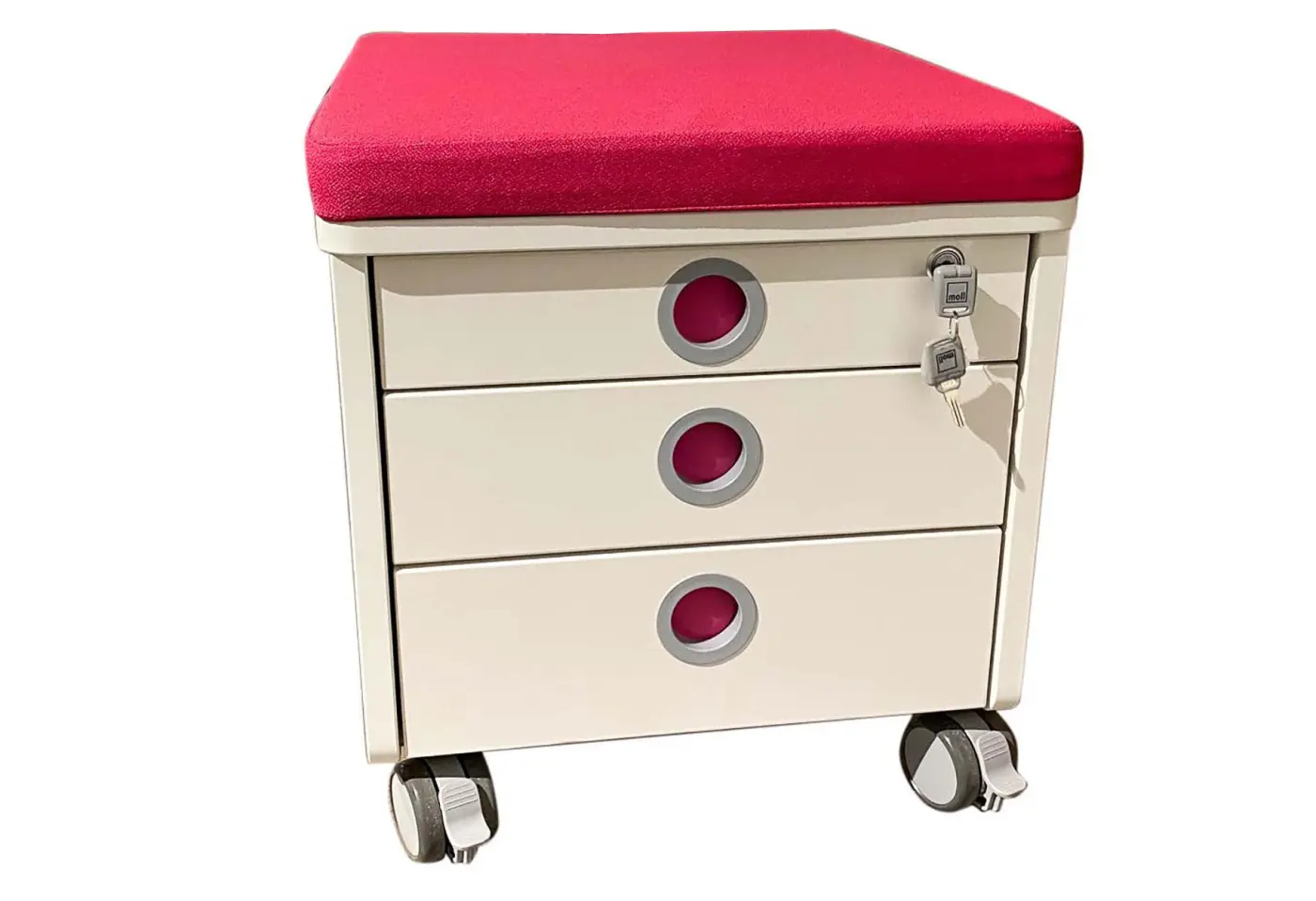 Rollcontainer mit Pad 23729.. Pink, Weiss von Moll