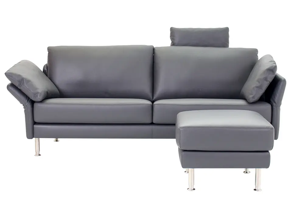 Sofa mit Hocker 9990 Cielo von Intertime Leder Rancho anthrazit L0772A ca. 196x85cm