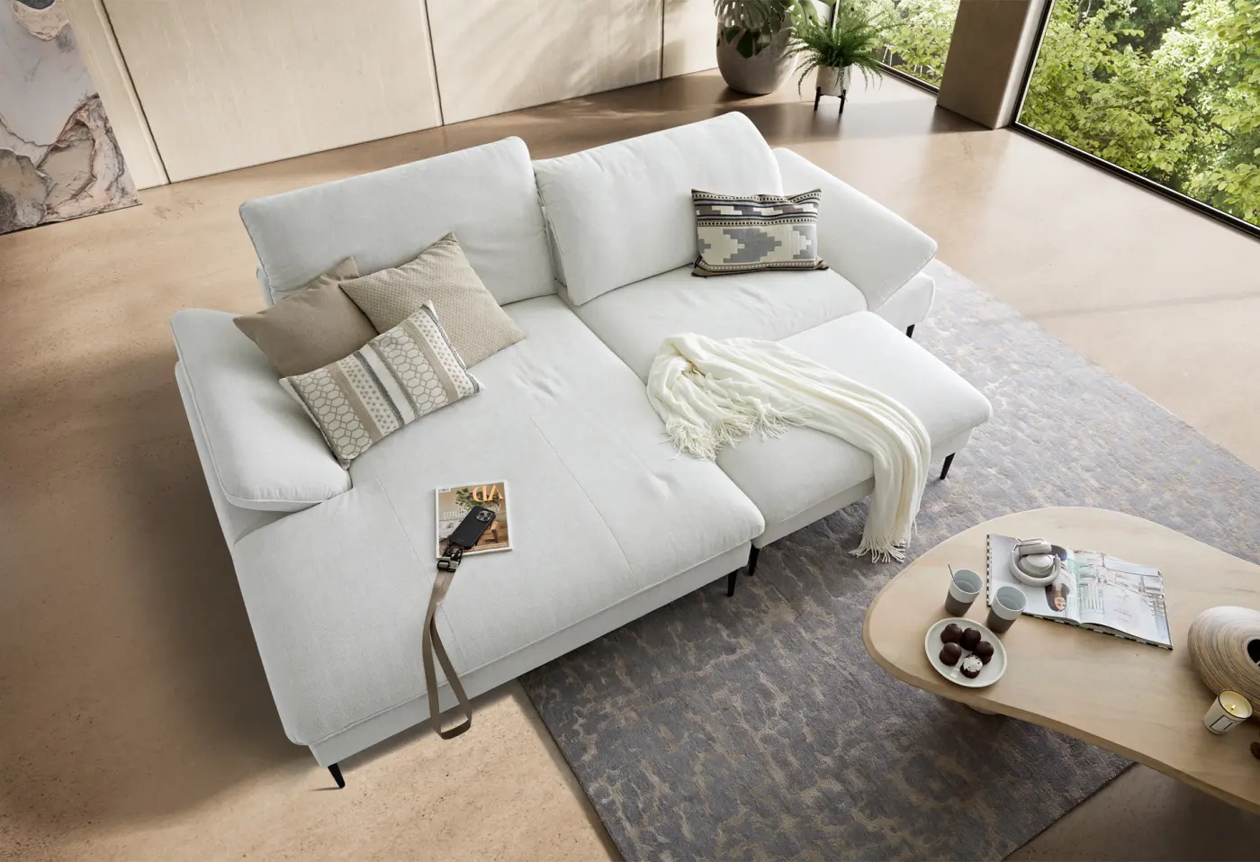 Polstergarnitur Enney R7521 light grey Stoff ca. 185x294cm