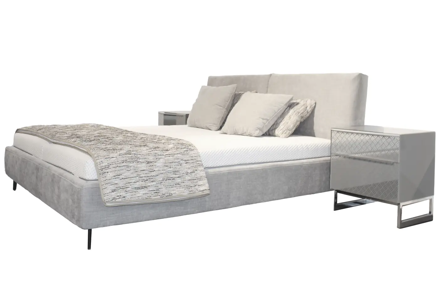Polsterbett 1416 von Interliving Stoff Rob silver 533006 ca. 180x200cm