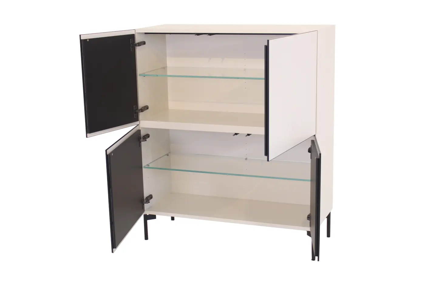 Highboard Case von Kettnaker Drehtüren innen Melamin schwarz ca. 100x118,4x39cm