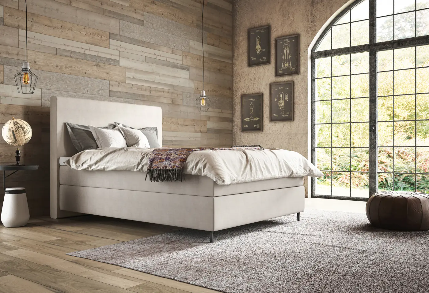 Boxspring-Bett Boxspring von Superba Stoff Face beige ca. 180x200x114cm
