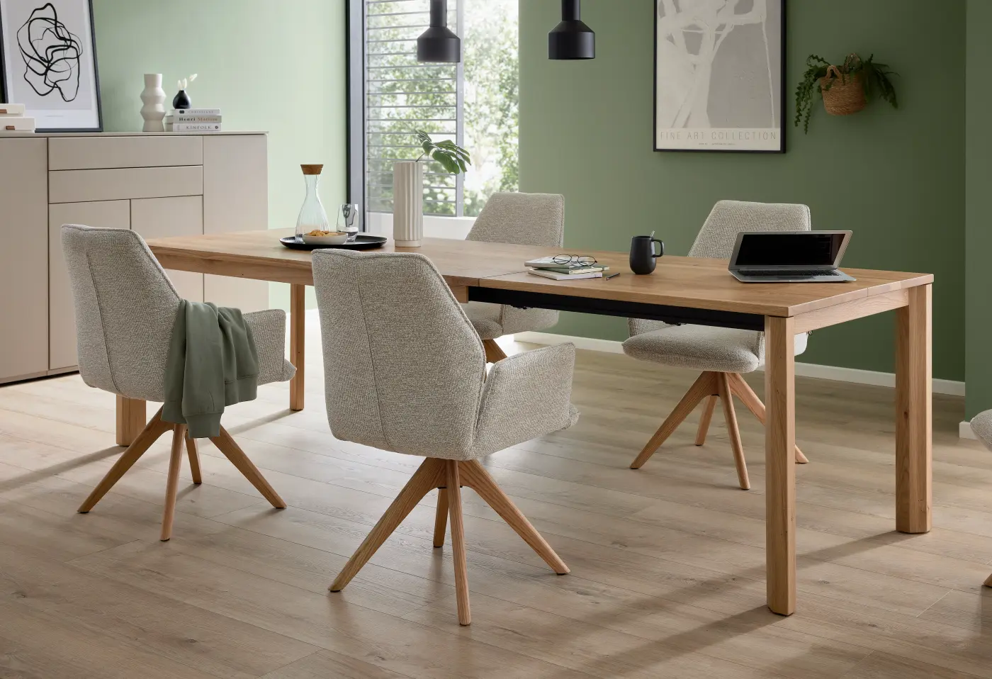 Schalenstuhl 5102 Leinen beige von Interliving Jaquard Flachgewebe ca. 57x90x60cm