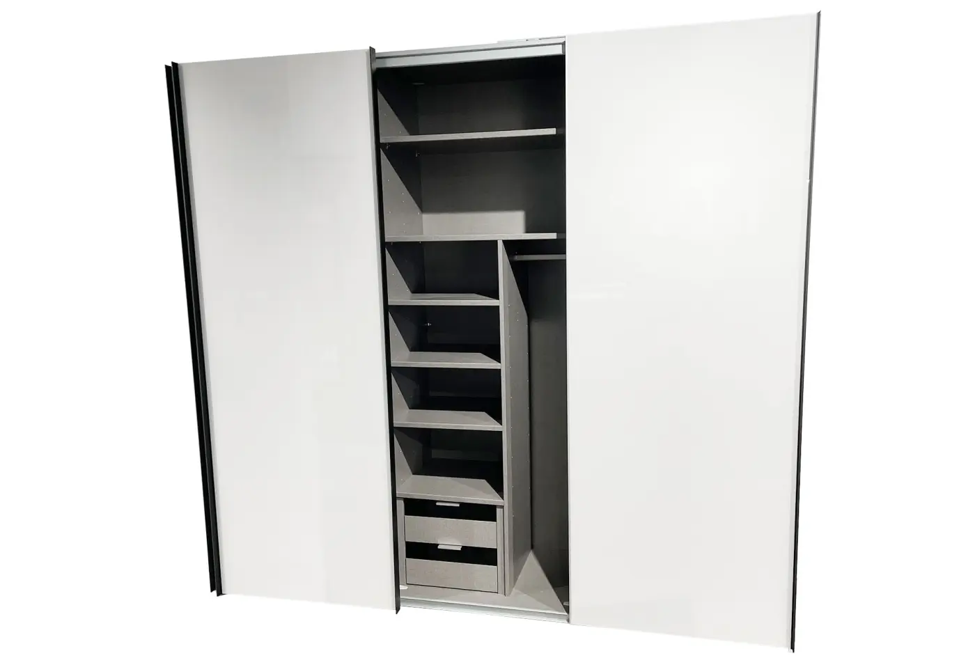 Schwebetürenschrank 12421.7 Seidengrau, Glas Seidengrau ca. 240x223x69cm