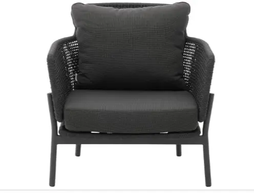 Lounge 7005 Anthrazit von Interliving Southend in Dunkelgrau Kordelflechtung ca. 160x160x76x78cm