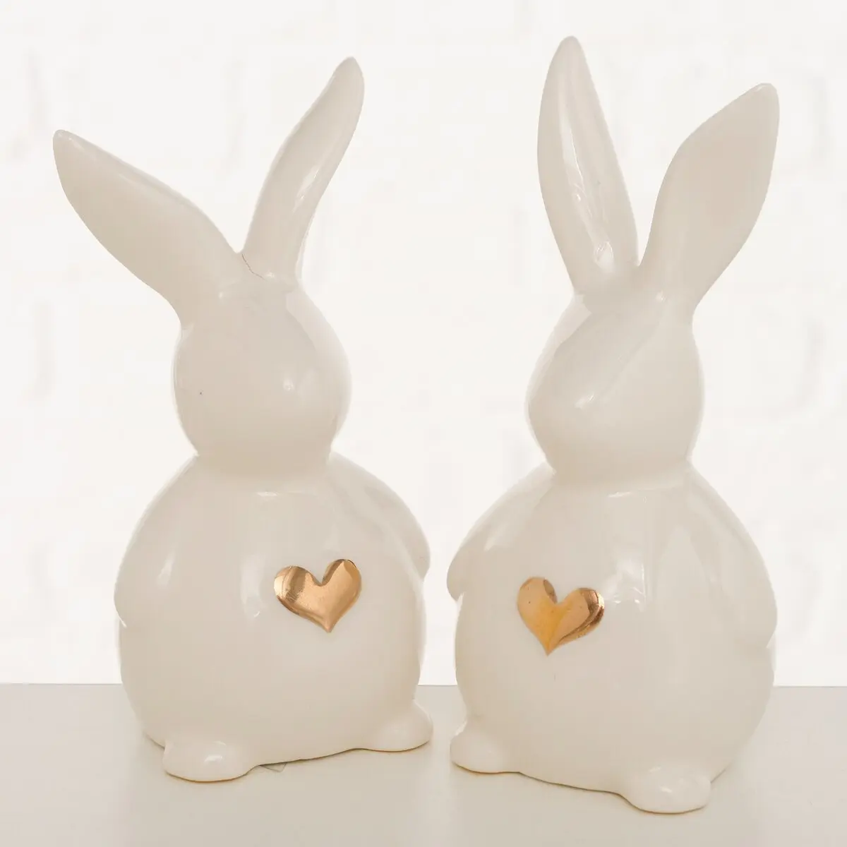 Figur 14cm sort., Hase, Jeppe, weiss Beige, Gold Porzellan ca. 14cm