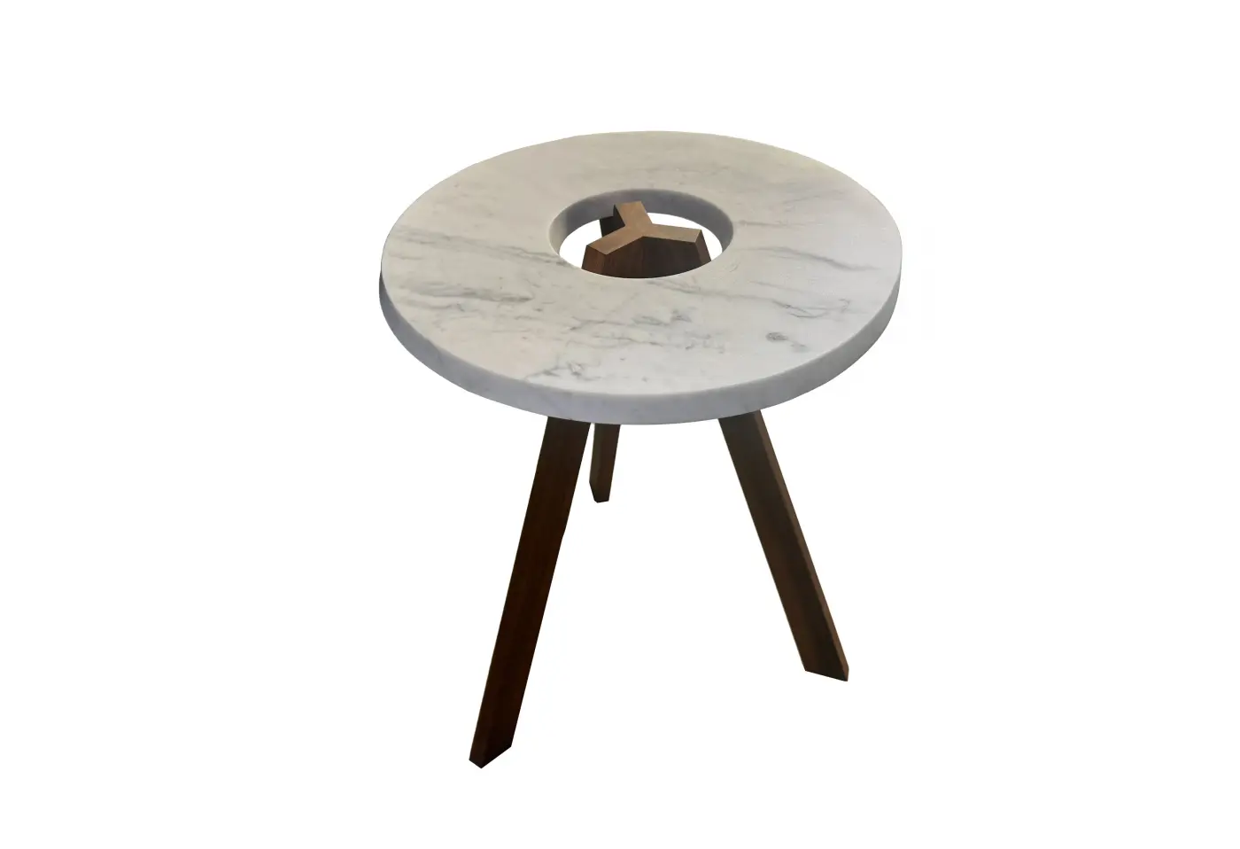 Beistelltisch Treeo von Team 7 NB Nussbaum / Oberfläche. Naturöl Marmorplatte Carrara-C ca. 40x55,1cm