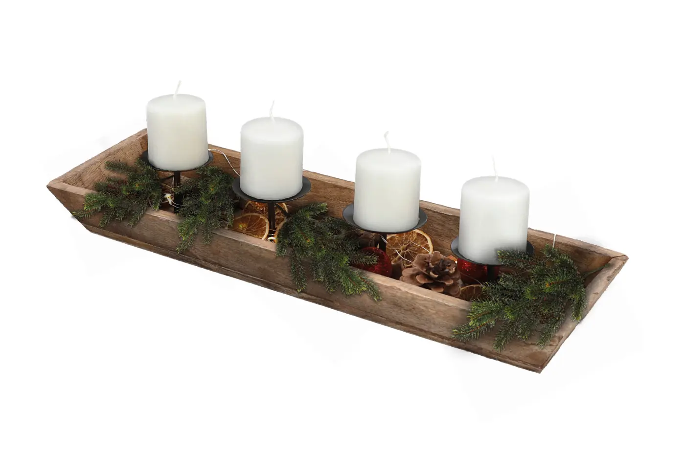 Adventsleuchter 54cm Mango, schwarz Mangoholz/Eisen ca. 54x6,5x16cm